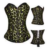 Sexy Leopard Print Steel Boned Zipper Overbust Corset