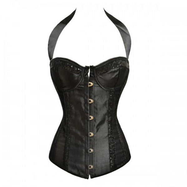 Sexy Sequin Stripes Underwire Cups Overbust Corset