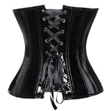 Shiny PVC Leather Steampunk Gothic Black Overbust Corset