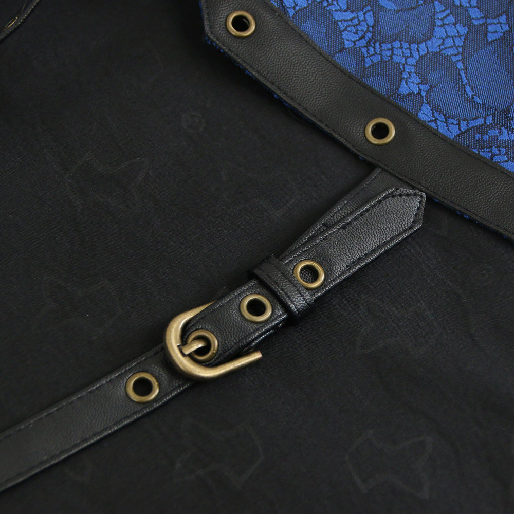 Steampunk Brocade Jacket Corset With Belt Pockets