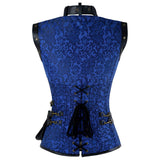 Steampunk Brocade Jacket Corset With Belt Pockets