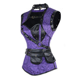 Steampunk Brocade Jacket Corset With Belt Pockets