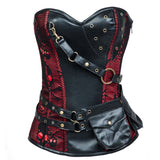 Steampunk Brocade Jacket Corset With Belt Pockets