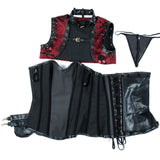 Steampunk Brocade Jacket Corset With Belt Pockets