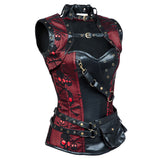 Steampunk Brocade Jacket Corset With Belt Pockets