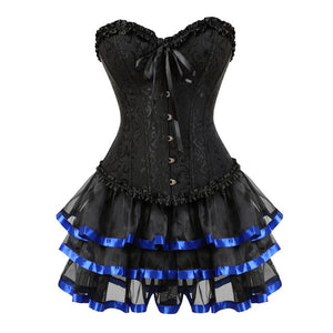 Steampunk Corset Skirt Burlesque Halloween Costume Set