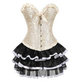 Steampunk Corset Skirt Burlesque Halloween Costume Set