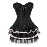 Steampunk Corset Skirt Burlesque Halloween Costume Set