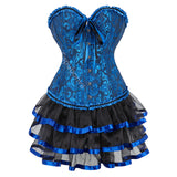 Steampunk Corset Skirt Burlesque Halloween Costume Set