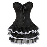 Steampunk Corset Skirt Burlesque Halloween Costume Set