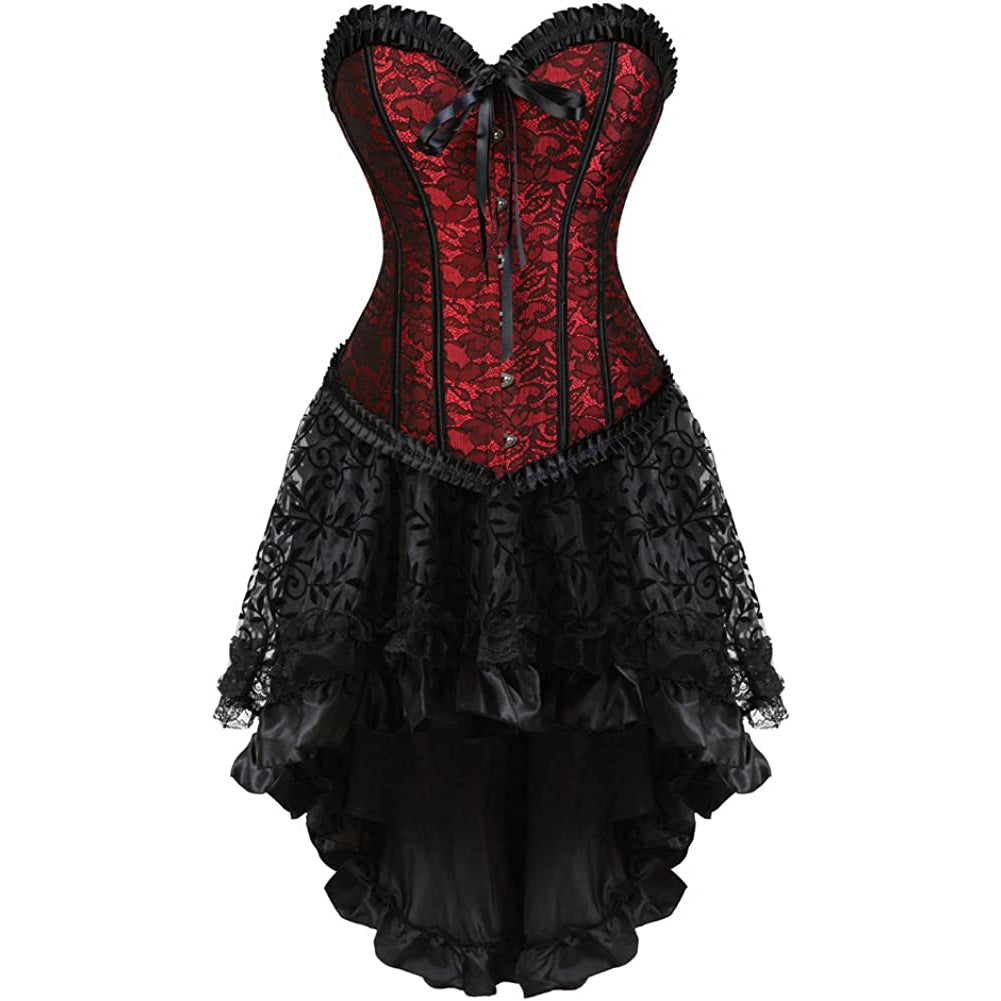Steampunk Corsets Skirt Burlesque Halloween Costume Set
