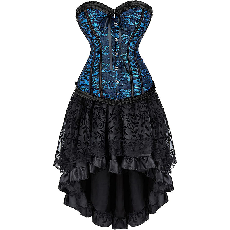 Steampunk Corsets Skirt Burlesque Halloween Costume Set