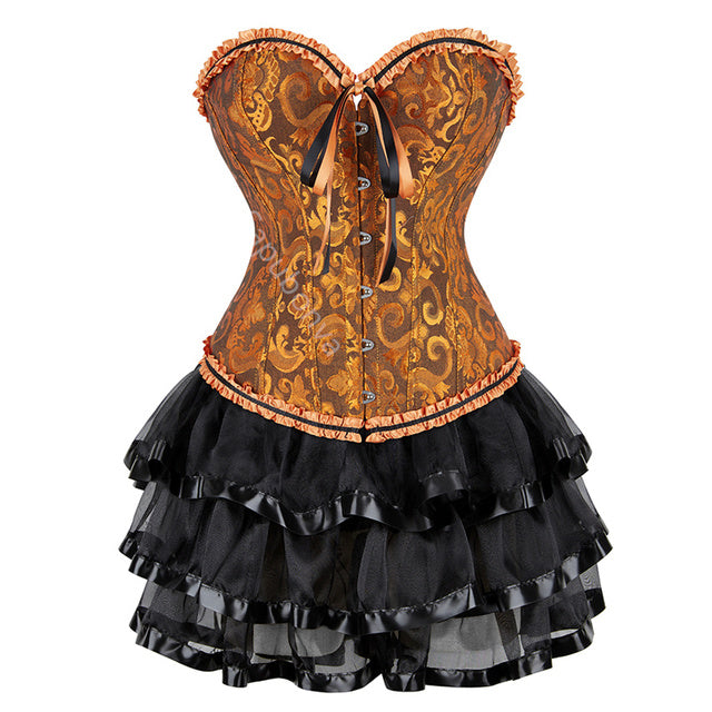 Steampunk Gothic Corset Skirt Burlesque Dress Costume Set