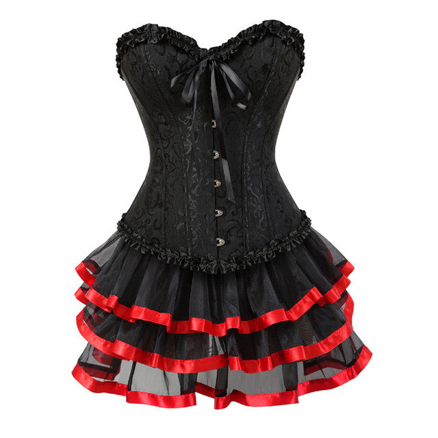 Steampunk Gothic Corset Skirt Burlesque Dress Costume Set