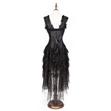Steampunk Black Straps Victorian Overbust Corset Dress Costume