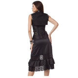 Steampunk Brocade Jacket Corset With Belt Pockets