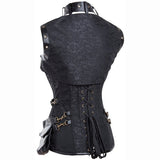 Steampunk Brocade Jacket Corset With Belt Pockets