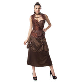 Steampunk Brocade Jacket Corset With Belt Pockets