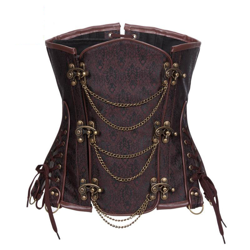 Steampunk Chain Lace Embroidered Waist Cincher Underbust Corset