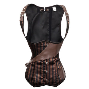 Steampunk Pocket Inclined Buckle Brocade Underbust Corset