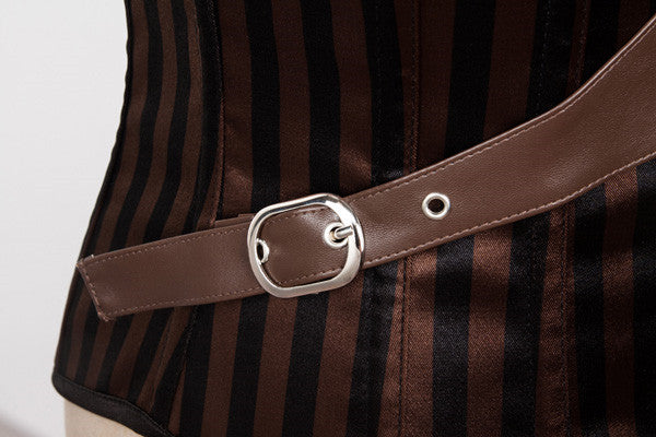 Steampunk Pocket Inclined Buckle Brocade Underbust Corset