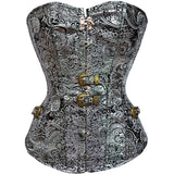 Steampunk Retro Goth Silver Body Buckle Up Corset