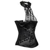 Straps Halter Steampunk Leather Brocade Underbust Gothic Corset