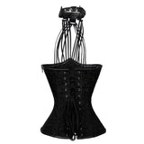 Straps Halter Steampunk Leather Brocade Underbust Gothic Corset