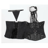 Straps Halter Steampunk Leather Brocade Underbust Gothic Corset