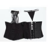 Straps Halter Steampunk Leather Brocade Underbust Gothic Corset