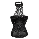 Straps Halter Steampunk Leather Brocade Underbust Gothic Corset