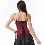 Straps Halter Steampunk Leather Brocade Underbust Gothic Corset