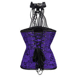 Straps Halter Steampunk Leather Brocade Underbust Gothic Corset