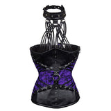 Straps Halter Steampunk Leather Brocade Underbust Gothic Corset