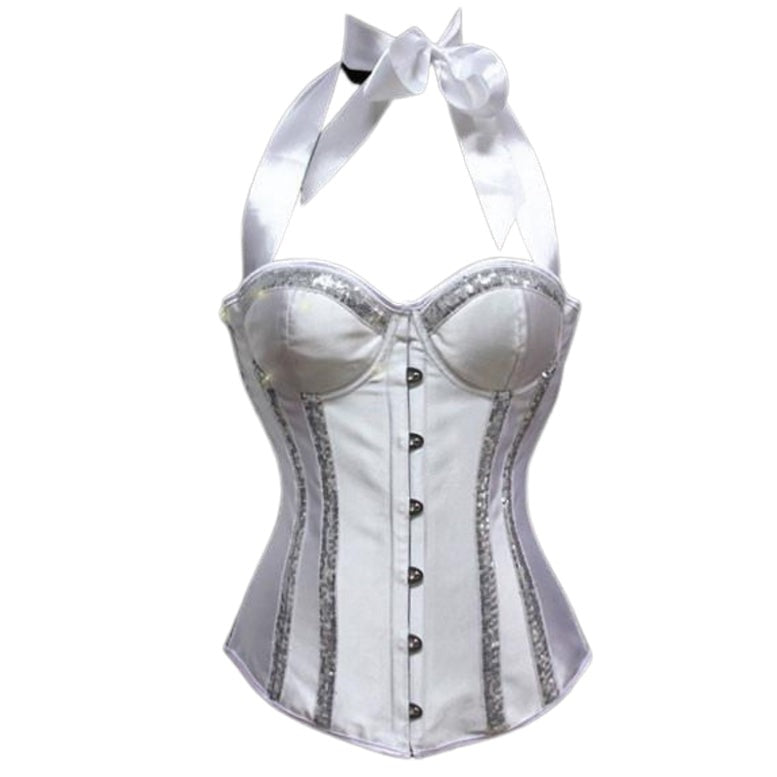 Sexy Sequin Stripes Underwire Cups Overbust Corset
