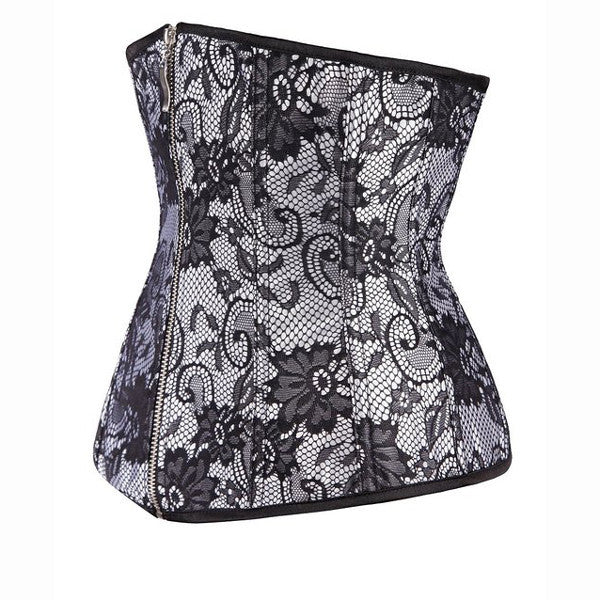 Vintage Sexy Zipper Brocade Cosplay Hourglass Underbust Corsets