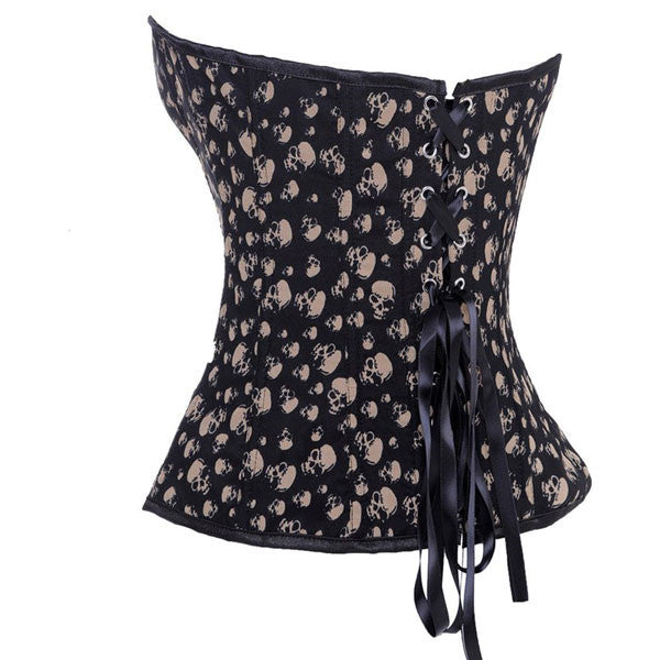 Women's Retro Skull Pattern Overbust Sweetheart Halloween Corset