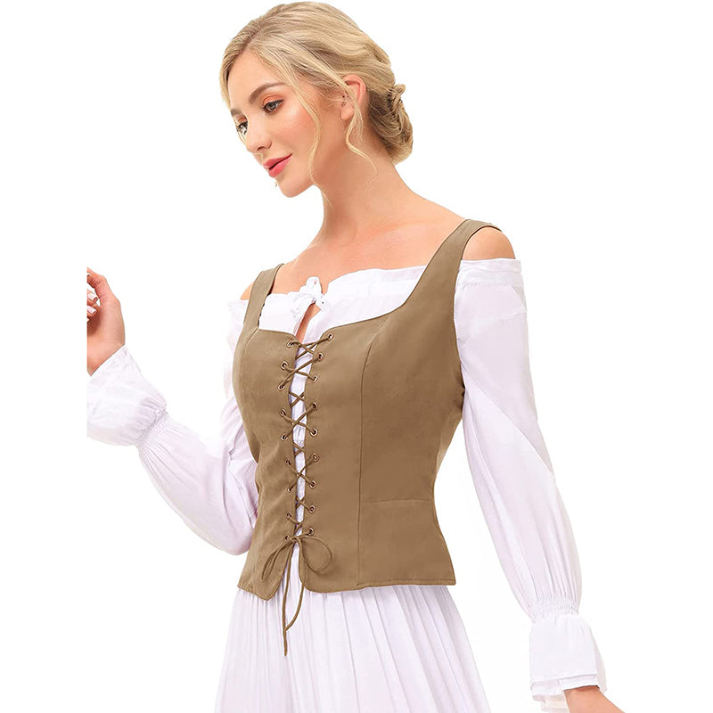 Women Pirate Renaissance Vest Cosplay Costume Peasant Bodice