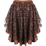 Women's Lace Steampunk Gothic Vintage Satin High Low Midi Skirt with Zipper