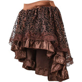 Women's Lace Steampunk Gothic Vintage Satin High Low Midi Skirt with Zipper