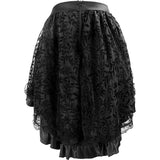 Women's Lace Steampunk Gothic Vintage Satin High Low Midi Skirt with Zipper