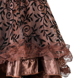 Women's Lace Steampunk Gothic Vintage Satin High Low Midi Skirt with Zipper