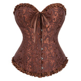 Women's Lace Up Boned Overbust Corset Bustier Bodyshaper Top
