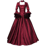 Women's Long Sleeve Medieval Dress Floor Length Cosplay Dress