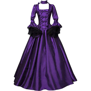 Women's Long Sleeve Medieval Dress Floor Length Cosplay Dress