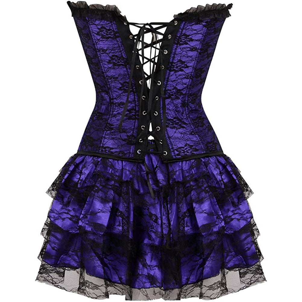 Women's Overbust Corset with Layered Tutu Dress Set Gothic Costumes