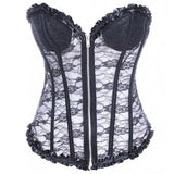 Women's Lace Trim Underwire Cups Overbust Wedding Corset