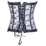 Women's Lace Trim Underwire Cups Overbust Wedding Corset