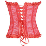 Women's Lace Trim Underwire Cups Overbust Wedding Corset