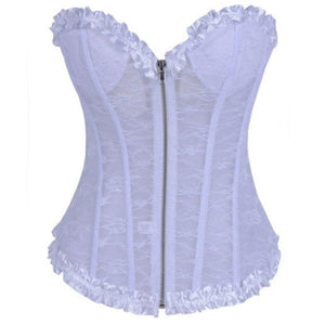 Women's Lace Trim Underwire Cups Overbust Wedding Corset
